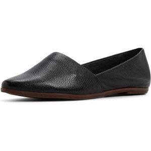 ALDO Womens Black Leather Closed Rounded Toe Comfortable Blanchette Ballet Flat